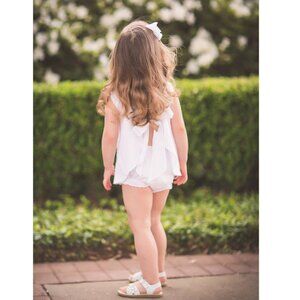 NWT Girls The Proper Peony Simple White 2pc Mimi Swing Set Bloomers Bow Back 24m